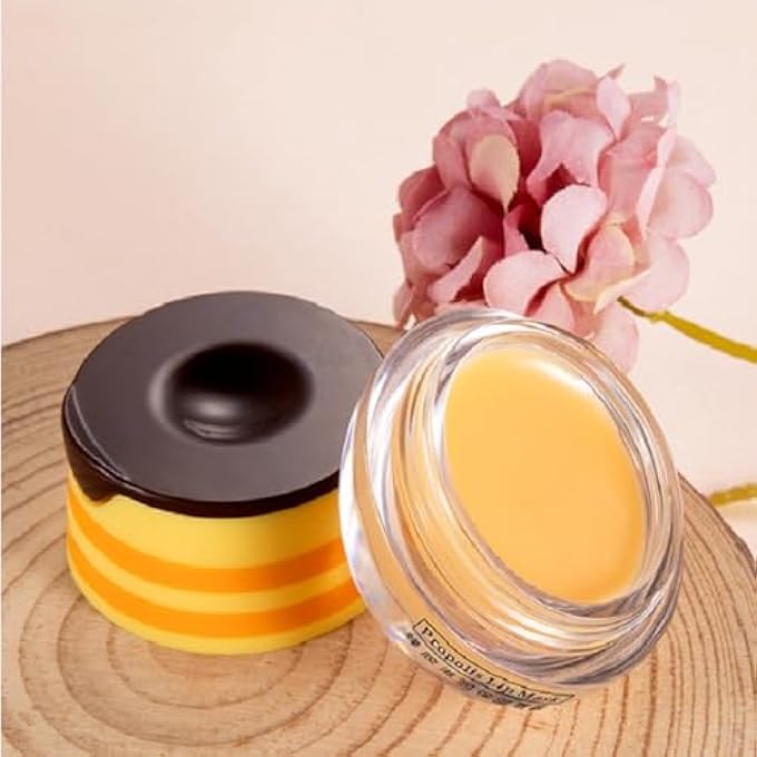 WFWJ 2 PCS BEE LIP BALM HONEY POT,HONEY LIP MASK,HONEY PROPOLIS LIP MASK MOISTURIZING MOISTURE NOURISHING DRY & CHAPPED LIPS,LIP CARE AND REDUCES LIP LINES - Image 3